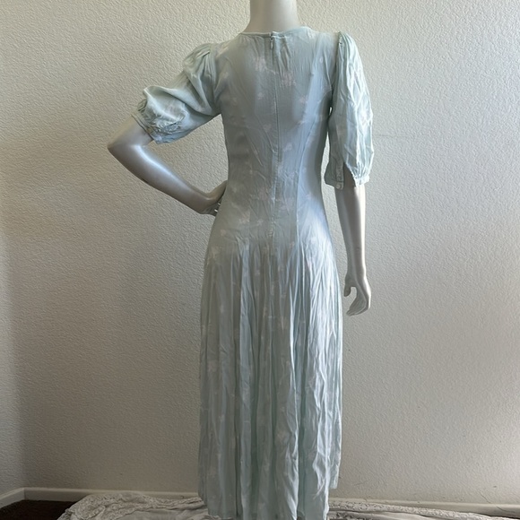 Revolve | Something Navy Mint Etch Flower Dress - Picture 9 of 9